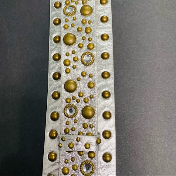 L & D Studded Italian Leather Belt- Size M - Picture 11 of 14